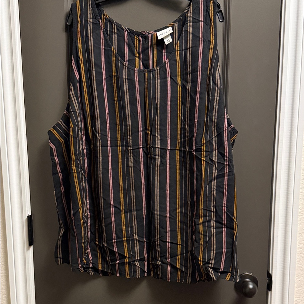 Ava & Viv Black and Pink Striped Blouse